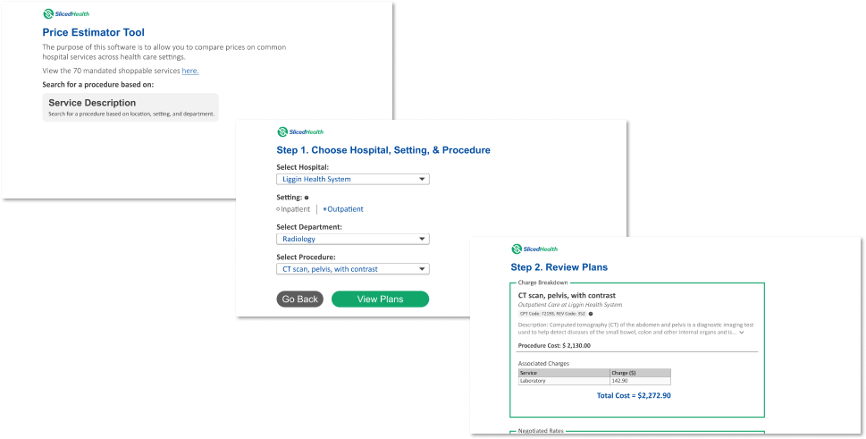 Sliced price transparency tool